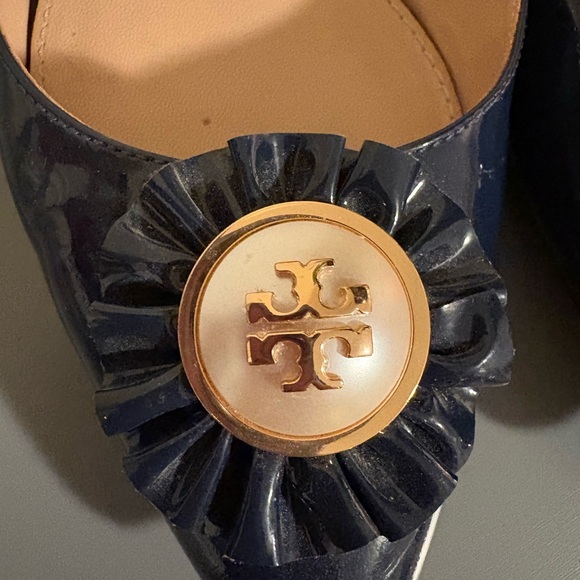 Tory Burch Navy Flats with Gold Accent - Picture 2 of 7